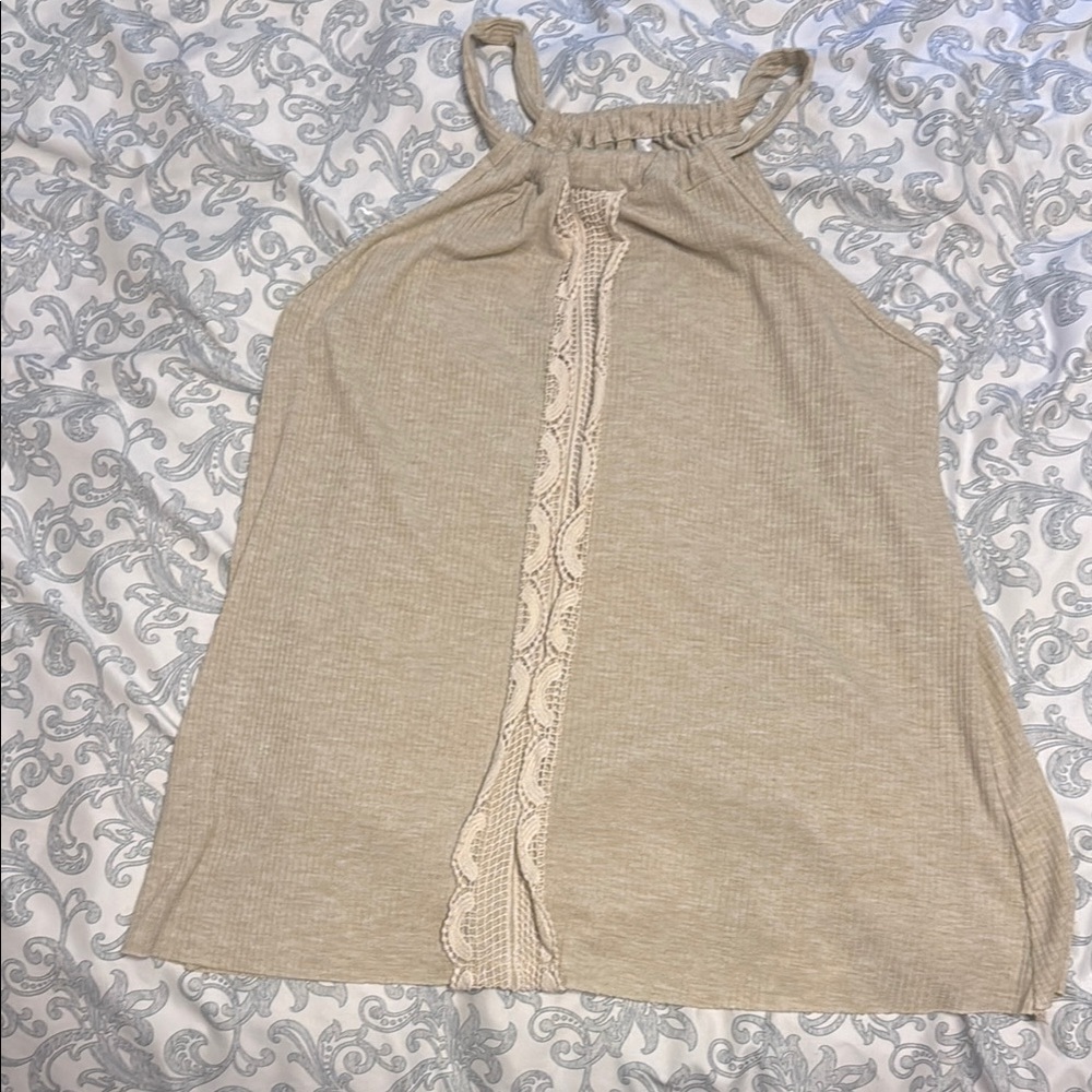 Vanity Tan and Cream Sleeveless Tank Top